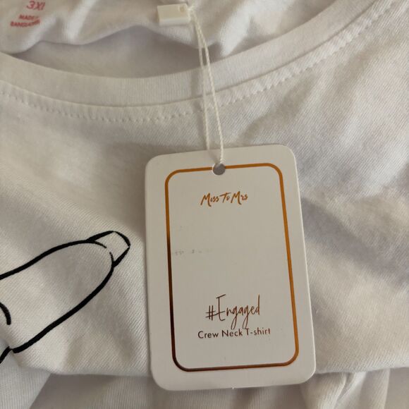 Miss to Mrs T-Shirt Women's 3XL White #Engaged Short Sleeve Graphic Tee - Picture 9 of 10